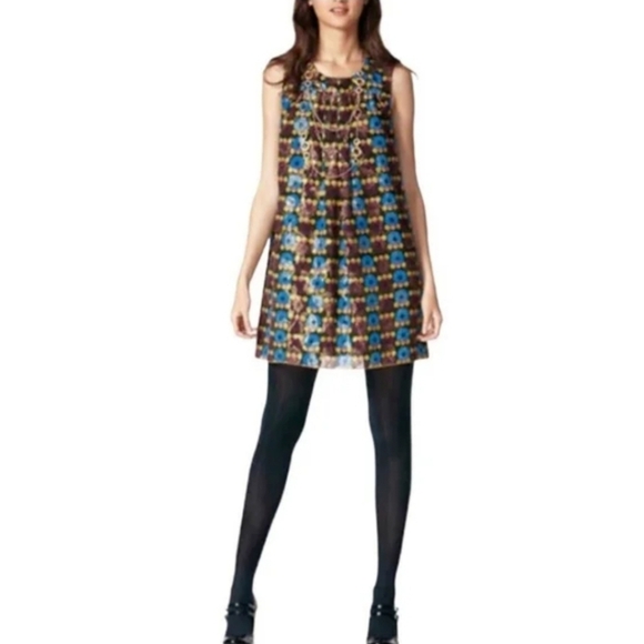 Anna Sui 20th Anniversery Collection Multicolor Sleeveless Mini Dress Sz XL - Picture 2 of 11